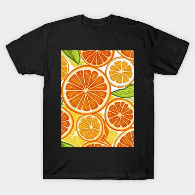 Citrus Burst - Vibrant Orange Pattern T-Shirt by MBSCREATIVES